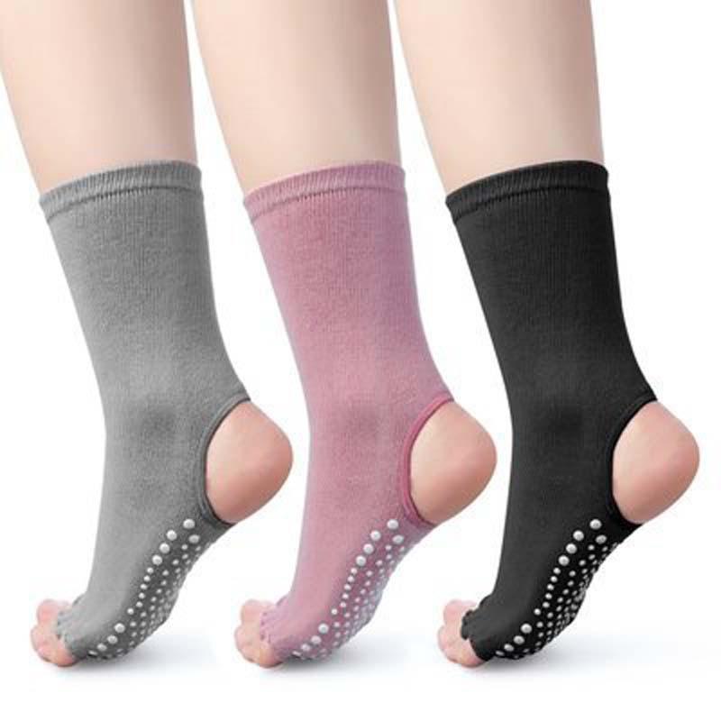 

Sports Socks 5 Pairs Pure Cotton Half-finger Open Heel Yoga Fitness Sweat-absorbent Breathable Non-slip Toe, Black