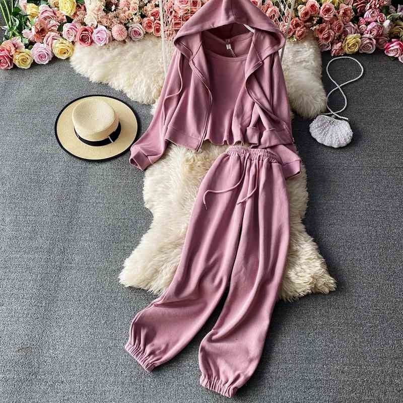

Spring Arrivals Solid Color Long Sleeve Hooded Zipper Short Sweatshirt Pants Two Piece Set MZ576 210525, Royal blue