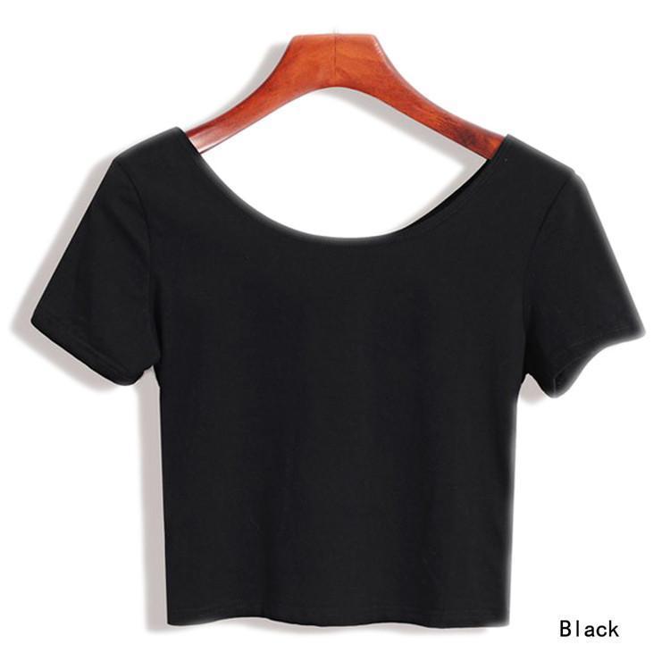 

Women's T-Shirt 2022 Women Sell U Neck Sexy Crop Top Ladies Short Sleeve T Shirt Tee Basic Stretch T-shirts, White