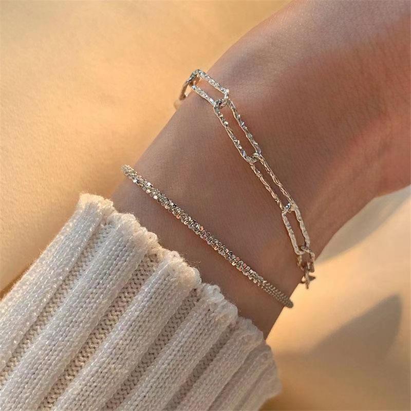 

Link Chain Elegant Silver Color Full Rhinestone Bracelet Female Fashion Focus Temperament High Quality Light Luxury JewelryLink
