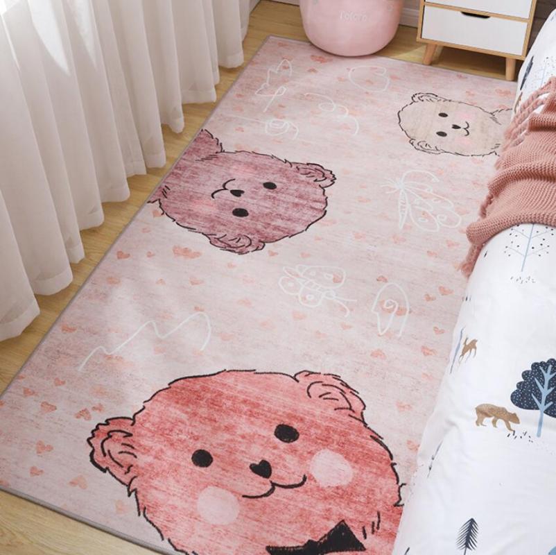

Carpets Nordic Cartoon Hand Woven Cotton Carpet Geometric Pattern Bedroom Rug Bedside Absorb Water Bathroom Mat Doormat Home Decor, K-1