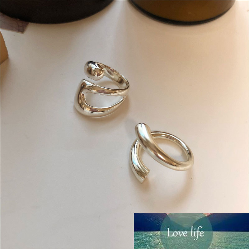 

925 Exquisite Party Jewelry Sterling Silver Geometric Irregular Curved Open Ring for WomenBirthday Gifts S-R974