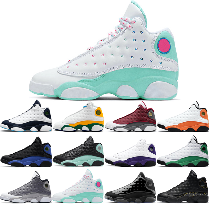 

man basketball shoes 13s fashion Atmosphere Grey Aurora Green Cap and Gown Gold Glitter Hyper Royal Island Lakers Lucky Obsidian Playground Red Flint