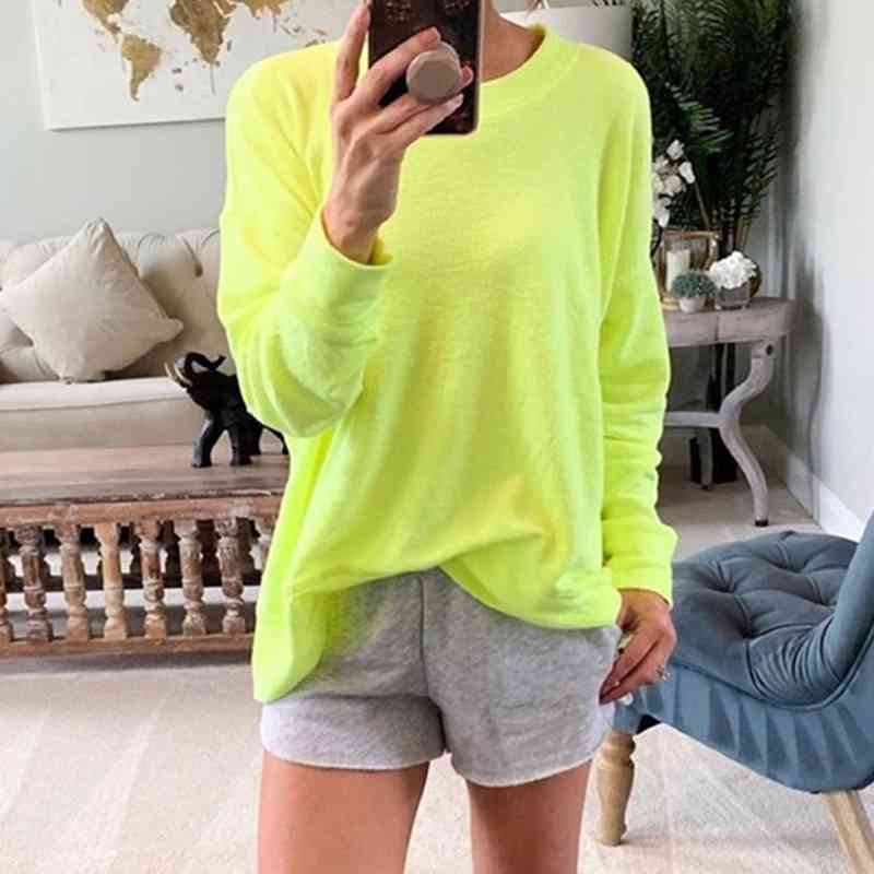 

Autumn Winter Womens Tops and Blouses Long Sleeve Apple Green Furry Top Casual Loose Blouse Blusas Mujer De Moda 210603, Yellow