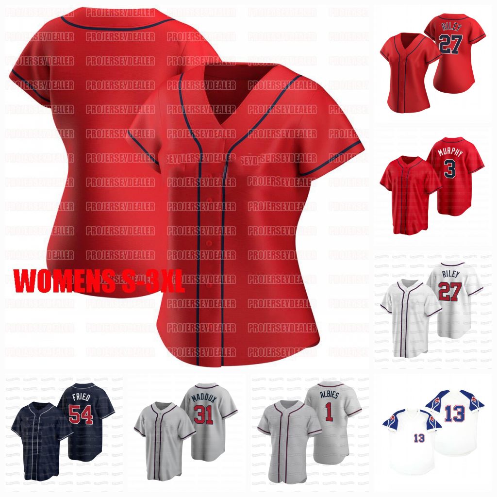 

Womens Ronald Acuna Jr. 2021 Atlanta Marcell Ozuna Jersey Ozzie Albies Austin Riley Freddie Freeman Dansby Swanson Greene Donaldson, Navy flex base mens s-3xl