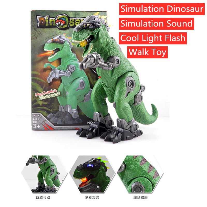 

KidsHigh Simulation Electric Dinosaur With Flash Light Sound Tyrannosaurus Rex Walking Dinosaur Boy Best Gift Toy Dinosuar Model, Green