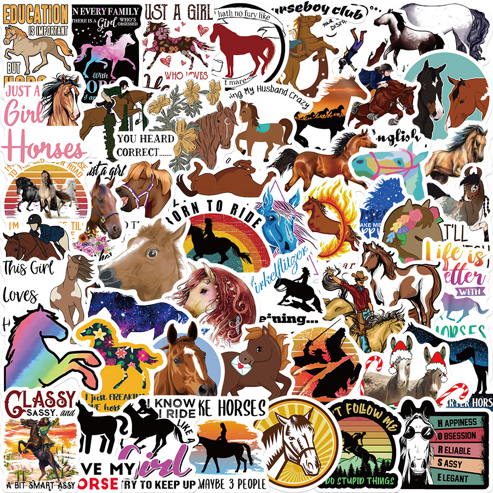 

50pcs horse riding Stickers for wall Bike Skateboard Laptop Notebook Decal Sticker