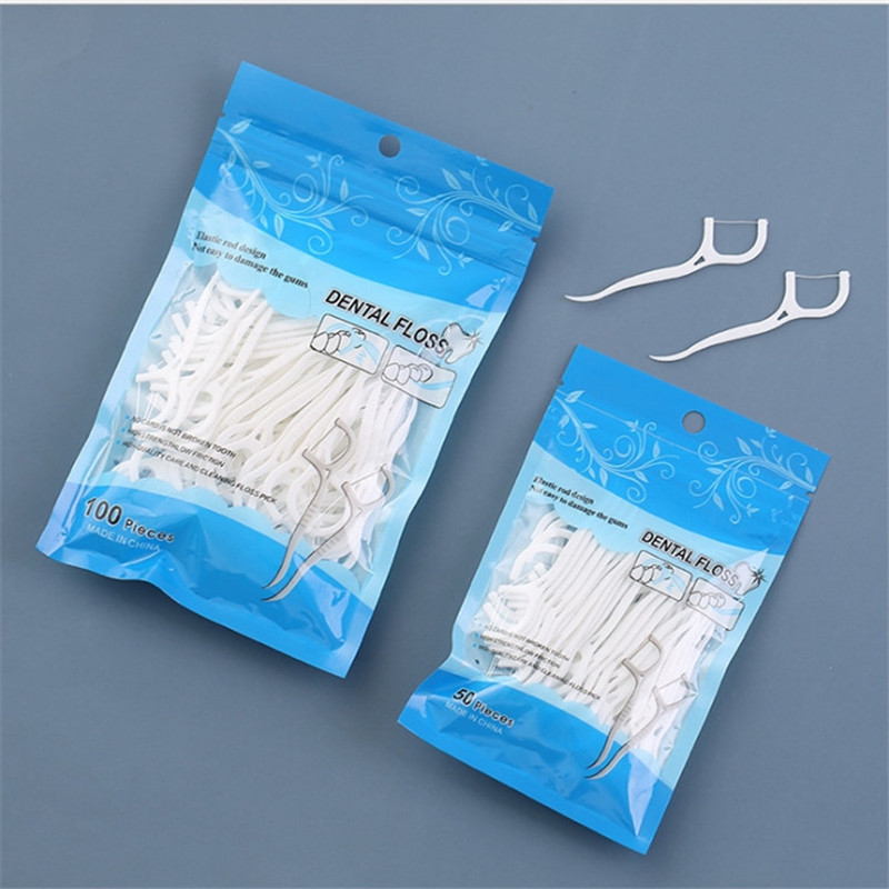 

50pcs 100Pcs Disposable Dental Flosser Interdental Brush Teeth Stick Toothpicks Floss Pick Oral Gum Tooth Cleaning Care