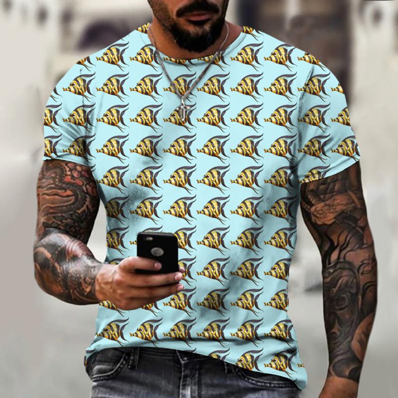 

Men's T-Shirts 3D Print T-shirt Graphic Tropical Fish Hand Drawn Summer Fashion O-Neck Women Unisex Child Boyfriend Gift Casual Soft Tops, Cyj-fdh-00012-i