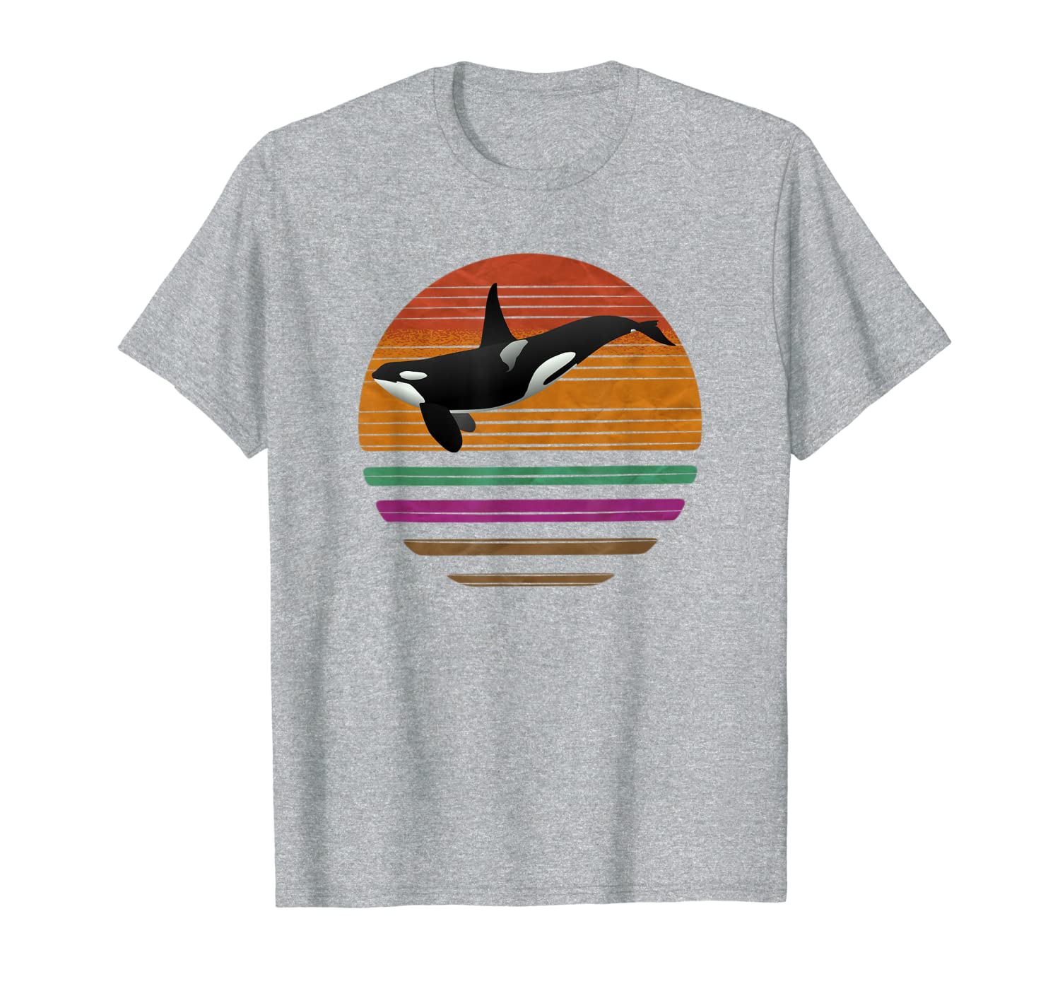 Killer Whale T-Shirt Orca Aquatic Sea Ocean Distressed Tee T-Shirt-image-702204255