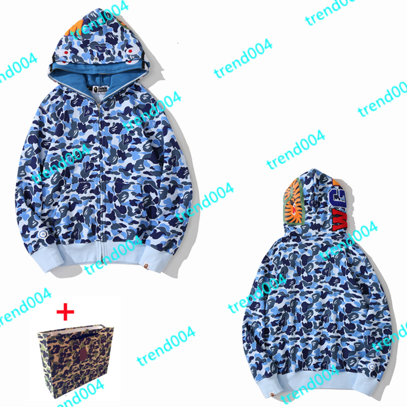 

High Quality Apes Men's Hoodies & Sweatshirts Japanese Shark ape head Luminous camo Star galaxy Spots Men and women couples with the same 100% Cotton hoodie 3-5, 1 pcs buttons