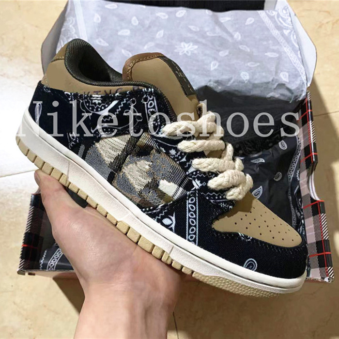 

Jackboys Low Pro Skateboard shoes Black/Parachute Beige-Petra Brown-Black Travis Designer Cactus Jack H-Town Canvas Casual Shoe, 01