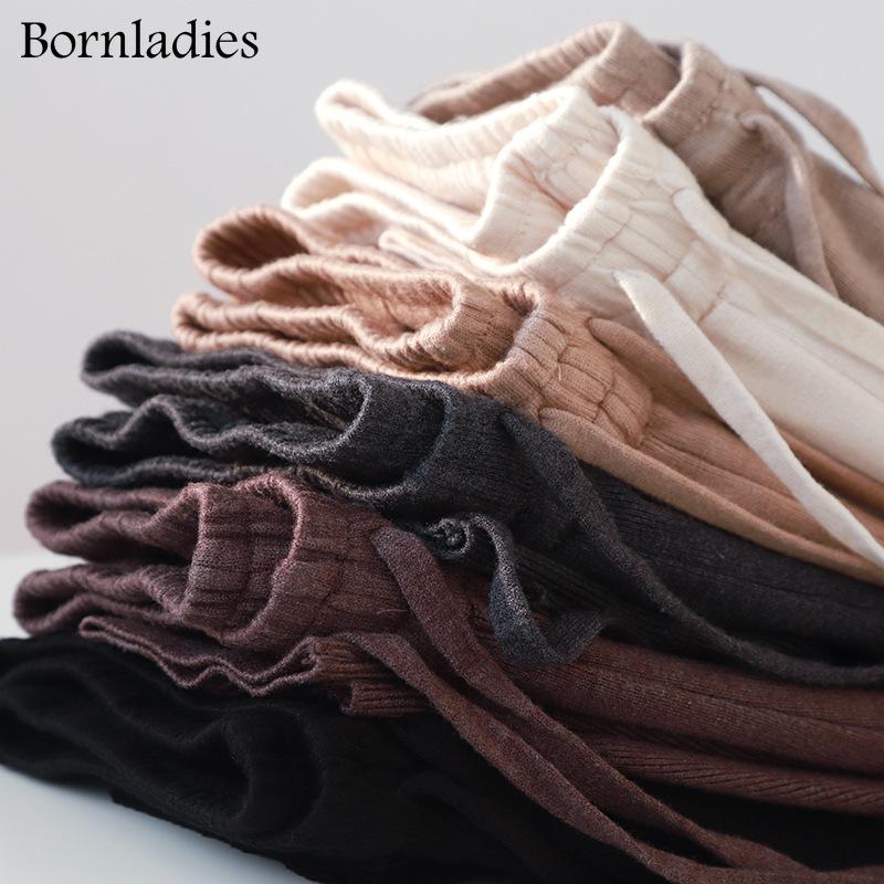 

Women's Pants & Capris Bornladies Winter Thicken Women Knitted Casual Drawstring Twisted Femme High Quality Warm Sweater Trousers, Black;white