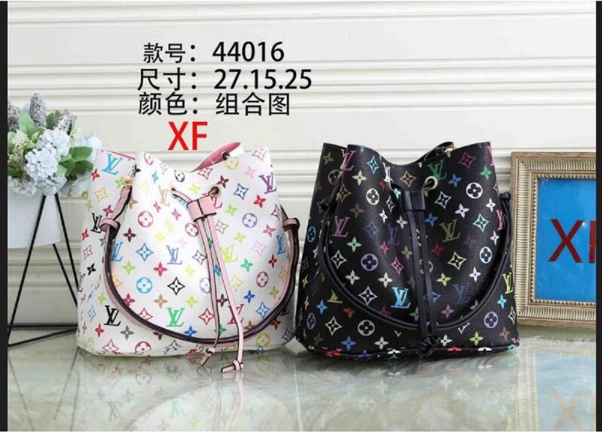 

M44022 LV LOUIS bag VITTON NEONOE Drawstring bucket bag top leather shoulder bagss clutch handbag luxury shopping packag, Red;black