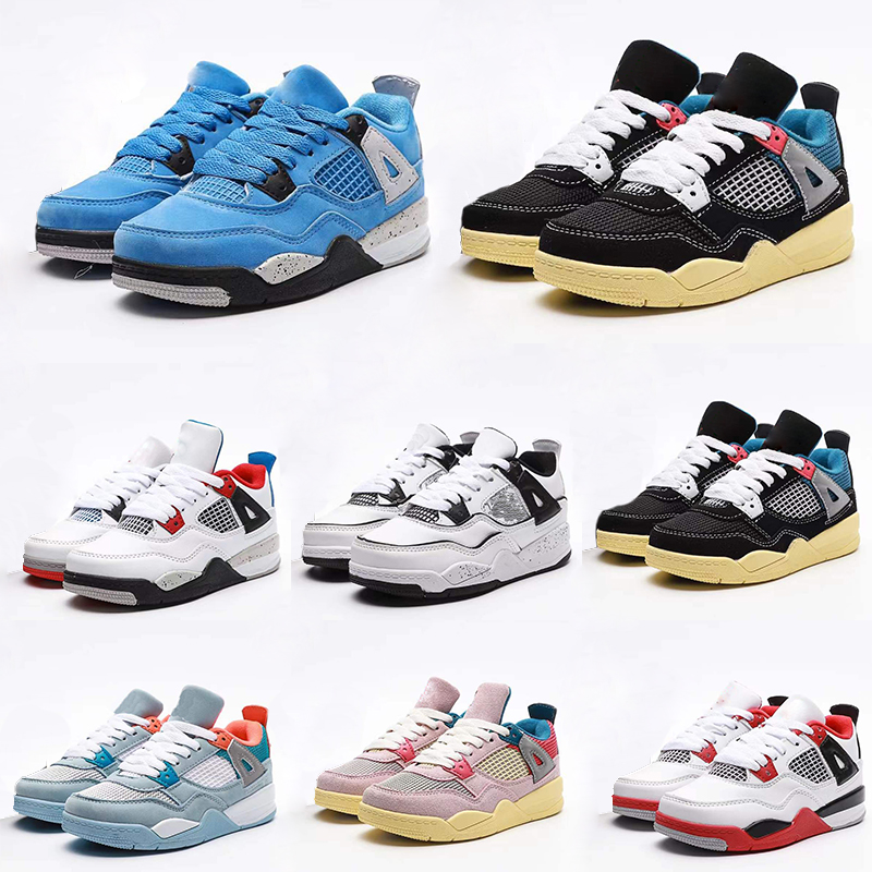 

Kids Virgils UNI0N Basketball Shoes Jumpman 4s Fire Red University Blue Motorsport IV Collaboration Bred Toddler Sneaker Sail Muslin Black 4 Off-Noir Sneakers, Color 10