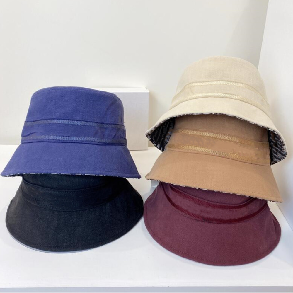 

Bucket Hat Designer Mens Beanie Cap Womens Wide Brim Hats Casual Pure Cotton Letter Fashion Sandy Beach Sun Caps 7 Colour High Quality, Double sided camel