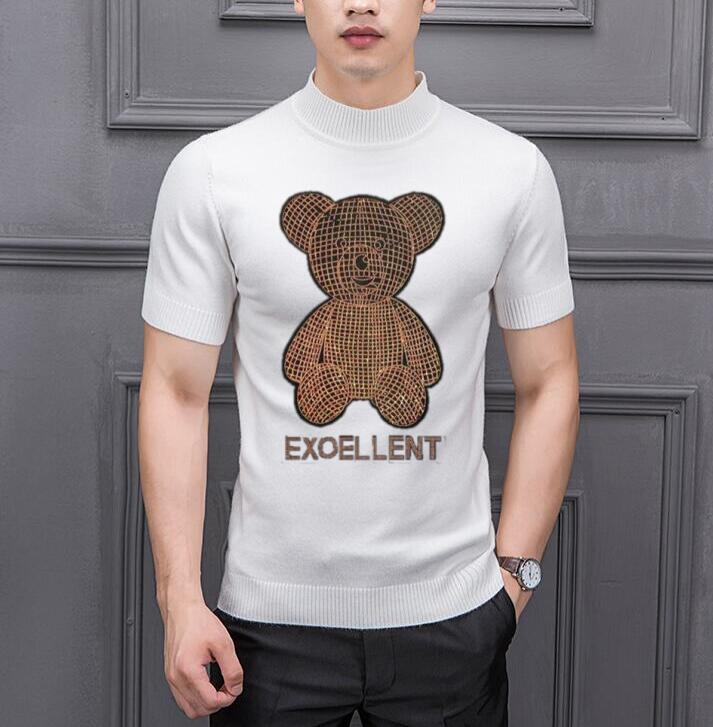 

Autumn Winter Men short Sleeve sweaters with Rhinestones asina size S-2XL, Gold