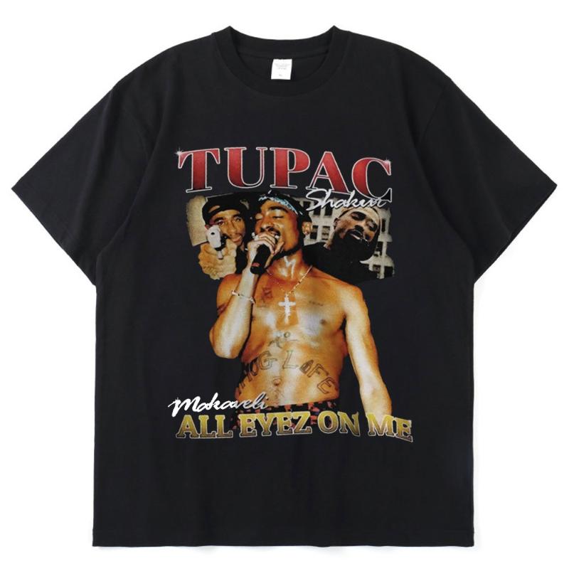 

Men's t shirts Tupac 2Pac Amaru Shakur Raper Fashion Women/Men Black Aesthetic Graphic Unisex Printed Oversized Tee Shirt