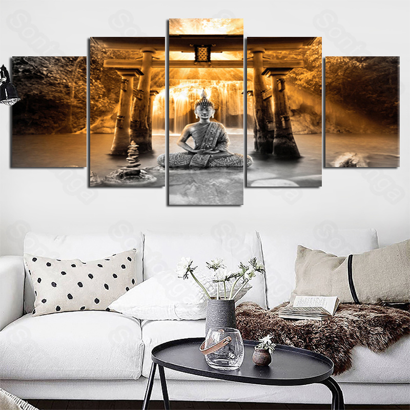 

Frameless Painting Buddha Statue Shimen Personality Art Poster Living Room Decoration Sofa Background Wallpaper 3D Stereo Wall