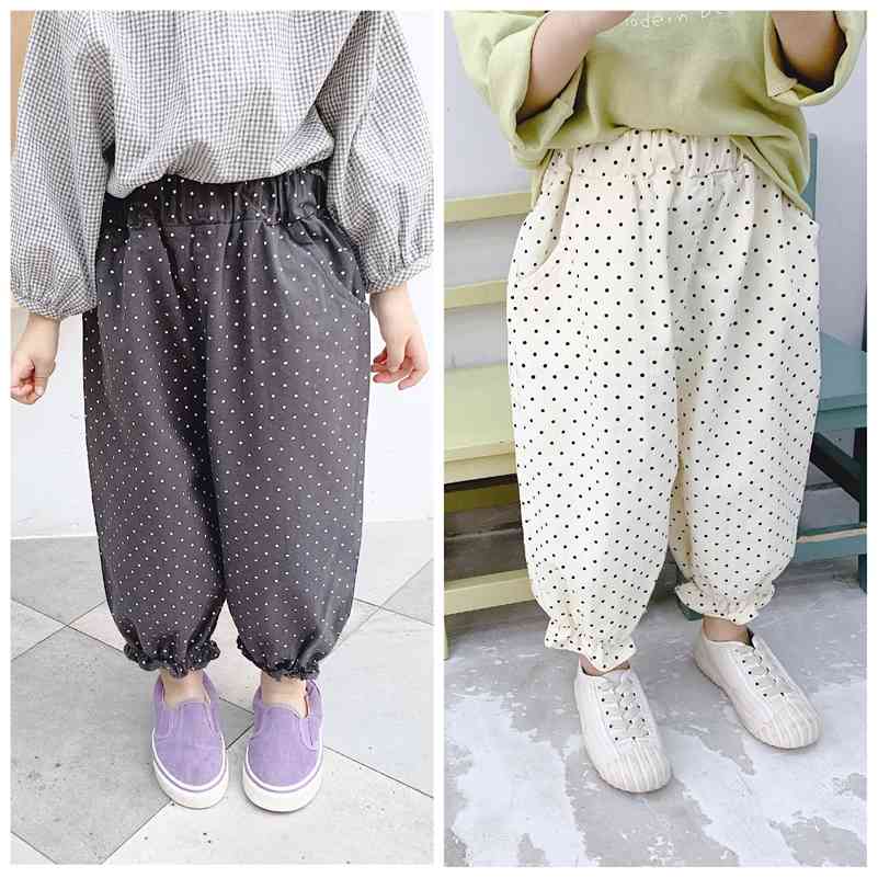 

Kids cute dot loose casual pants baby girls spring autumn all-match ankle-tied 210708, Beige