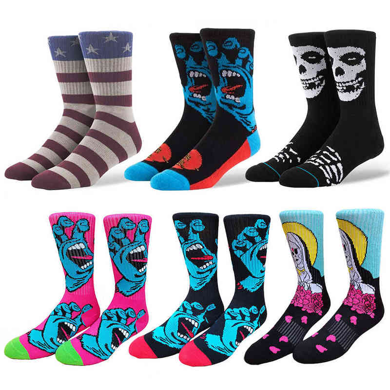 

2Pairs/lot Misfits Skateboard Socks Men Hip Hop Streetwear Novelty Socks Cotton Basketball Sports 220105, Y16y23