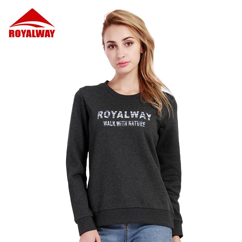 

Gym Clothing ROYALWAY Logo Trainning Exercise Sweater Women Hooded Outdoor Autumn Winter Warm Round Collar Jacket Shirts RFCL73332H, Black