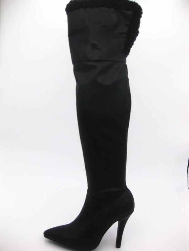 

Boots kneel high boot women long pointed toe fashion fall knee combat JE1H, Black
