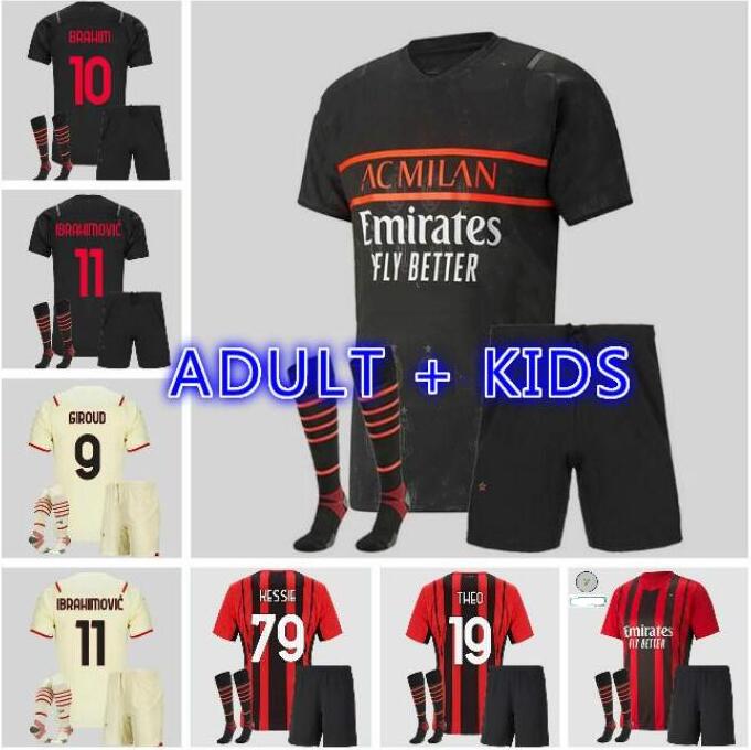 

21 22 AC Milan Soccer Jerseys 2021 2022 Zlatan Ibrahimovic Football Shirt REBIC maillot de foot BENNACER ROMAGNOLI adult Kids kit man THEO R.LEAO SUSO uniforms, Wine red
