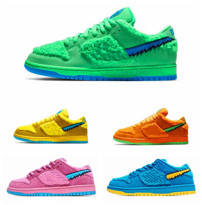 

SB running shoes Grateful Dead Green Opti yellow orange dance bear low cut men's and women's sports shoes 36-45 size, Customize