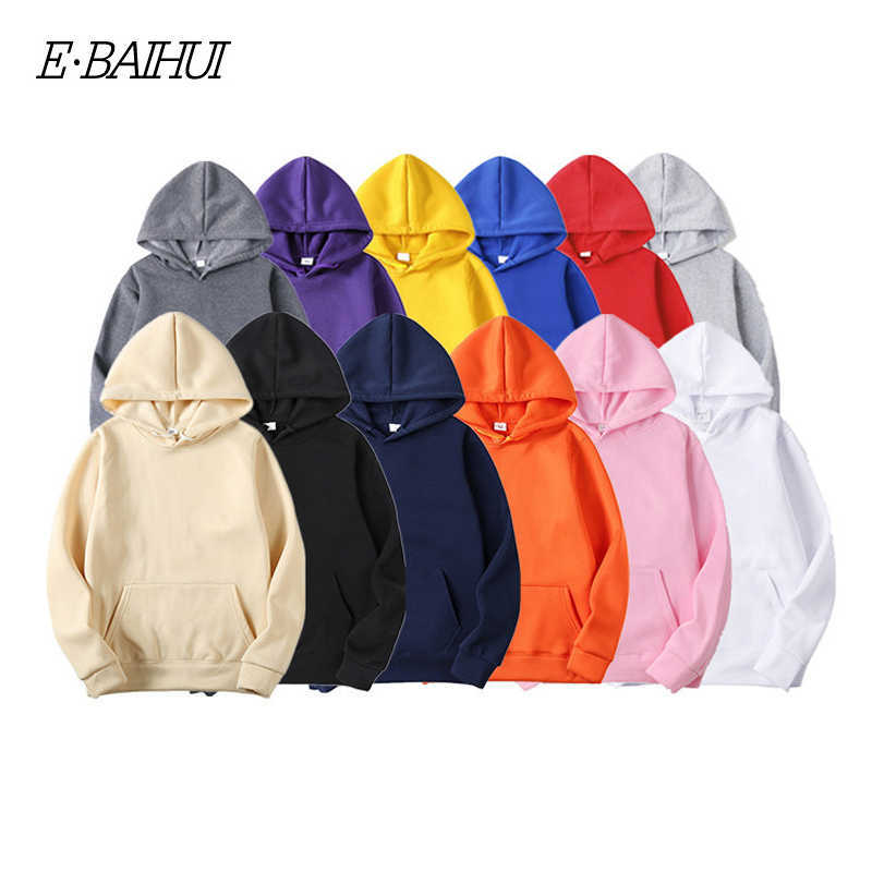 

E-BAIHUI Fashion Brand Hoodies New Spring Autumn Male Casual Hoodie Sweatshirts Men' Solid Color Hoody Sweatshirt Tops Asian size, Navy