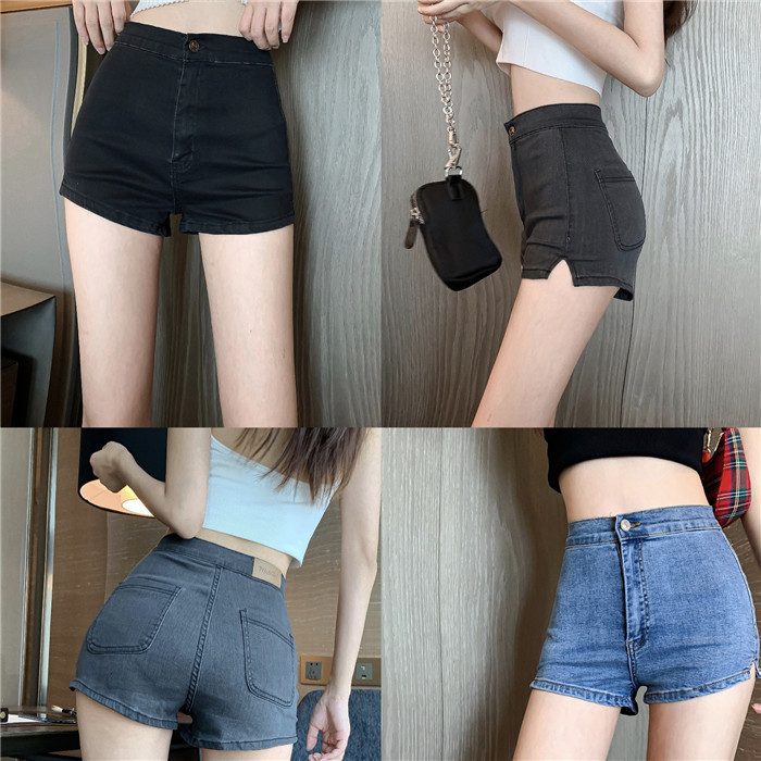 Big sexy size denim girl shorts 2021 high waist thin leg tight length stretch female jeans hips photo