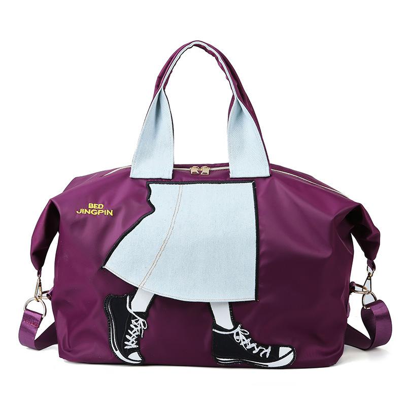 

Duffel Bags 2021 Brand Girls Print Sports Gym Bag Women Fitness Black Female Travel Shoulder For Waterproof Oxford B053, Purple