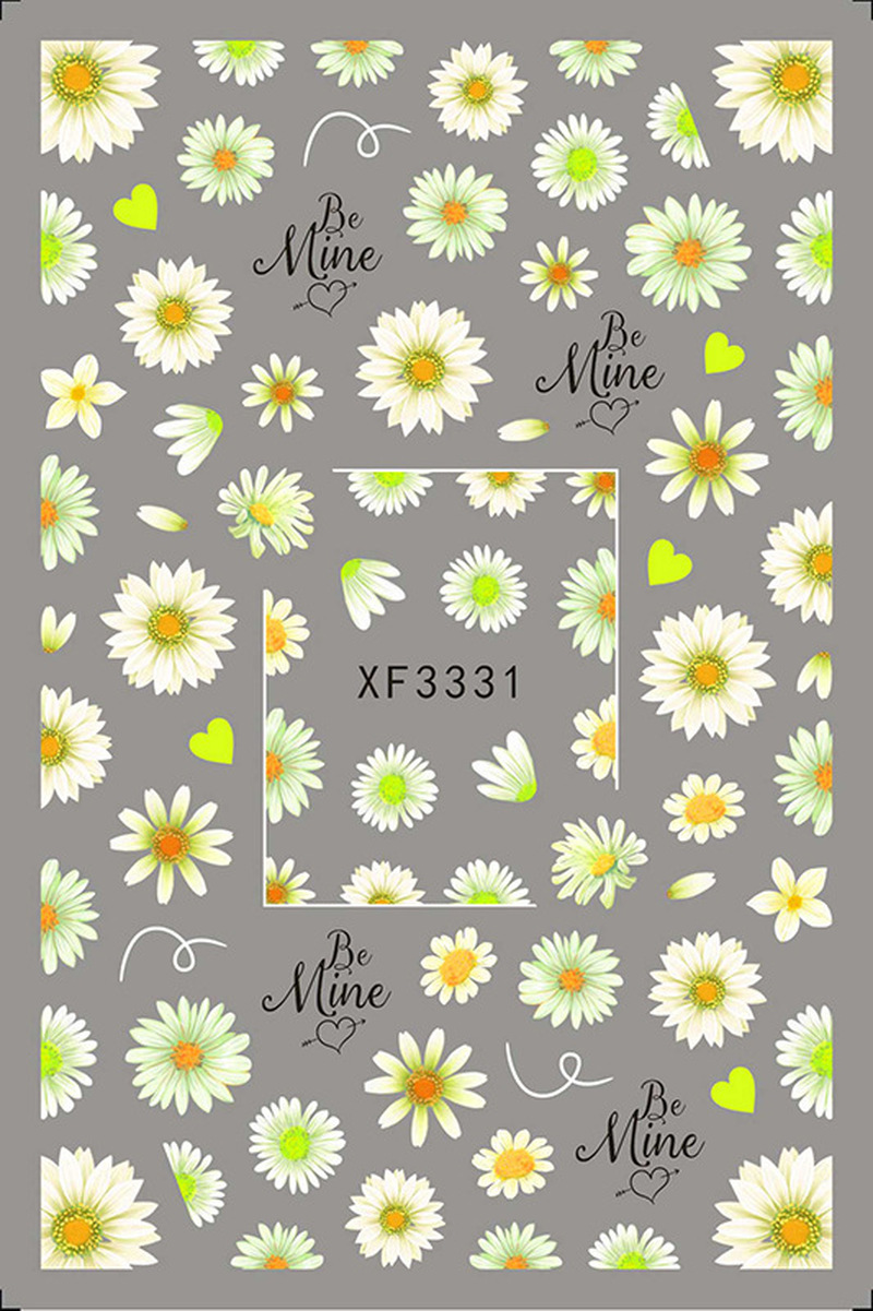 

Multi 26 Styles Nail Art Stickers Daisy Flower Sunflowers Self-Adhesive Colorful Nails Decals Summer Decorations for Women Girls, Xf3329