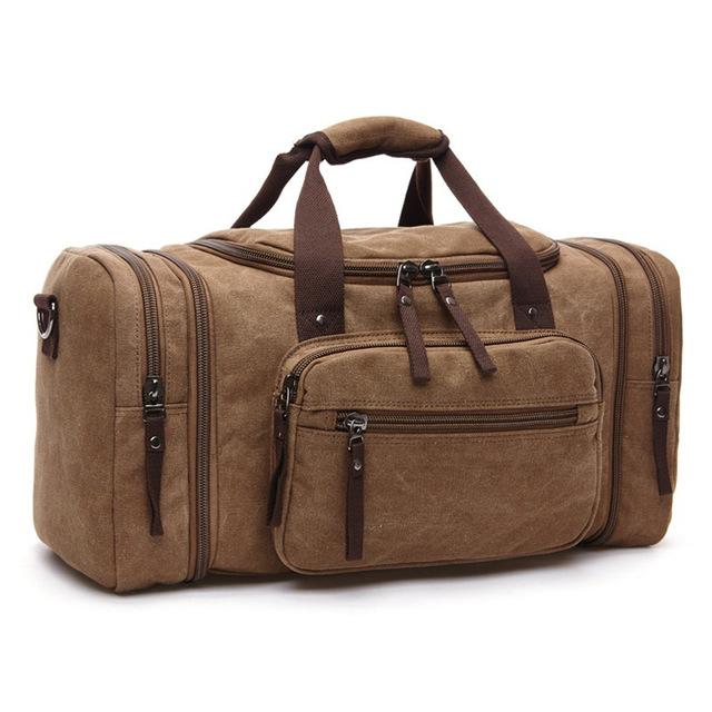 Duffel Bags OLN Casual Canvas Travel Bag For Male Duffle Hand Luggage Weekend Men Shoulder Coffee-image-697814291