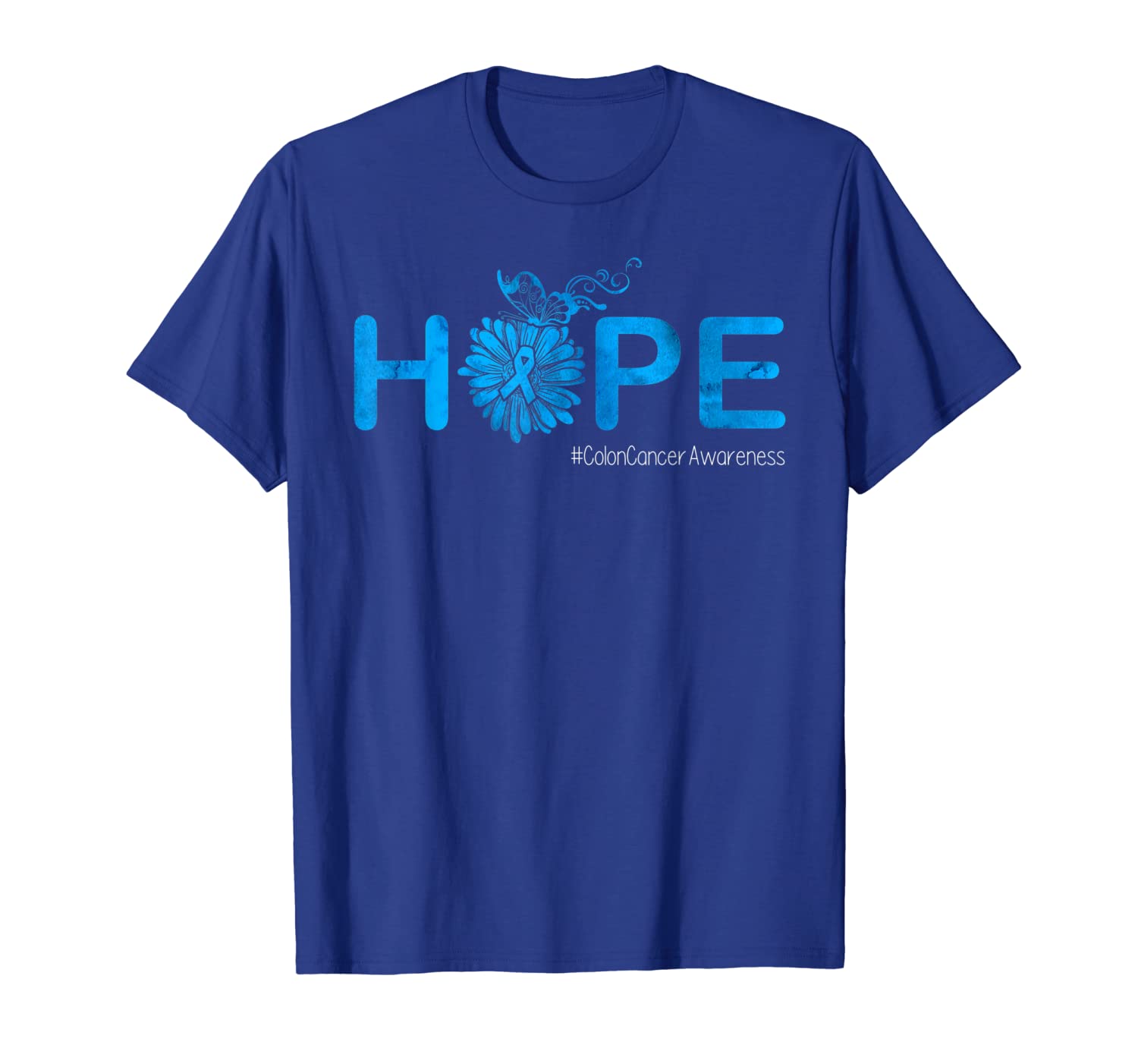 

hope butterfly ribbon colon cancer awareness tshirt gifts, White;black