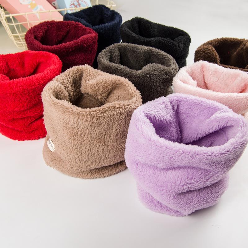 

Scarves & Wraps Children Boys Girls Scarf Autumn Winter Kids O-ring Knitted Plush Baby Neck Collars Warm Neckerchief, Black