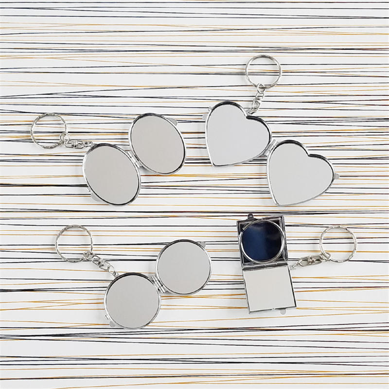 

sublimation keychains women metal makeup mirrors key chain jewelry for thermal transfer blank material, Silver