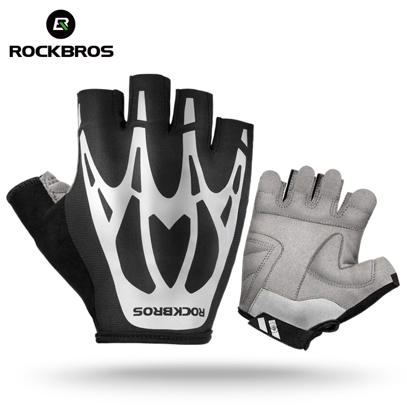 

ROCKBROS Bicycle Half Finger Gloves Shockproof Breathable Men Women Summer Cycling Mittens Running Fitness Outdoor Sports Glove, Black