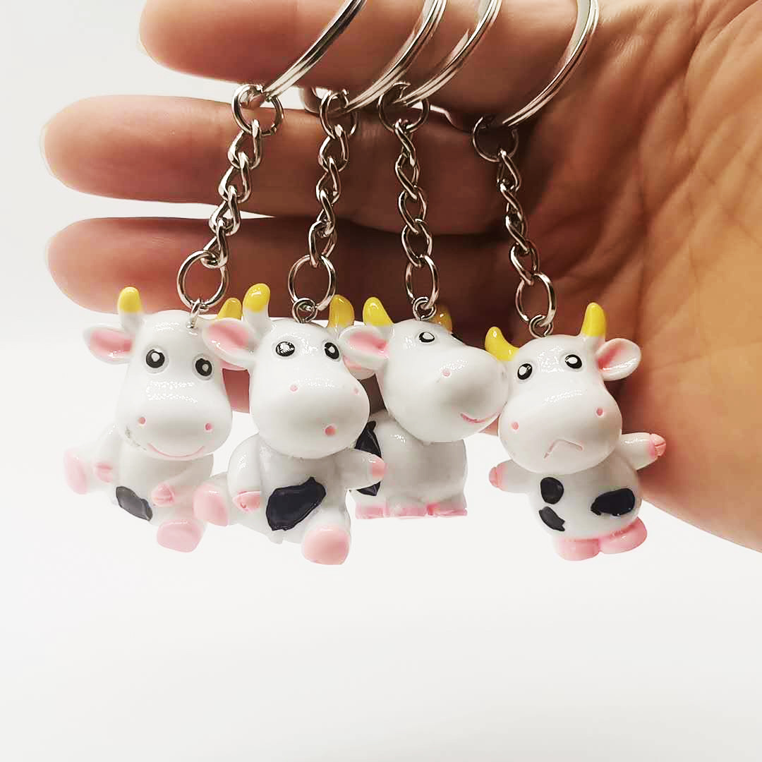 

10Pieces/Lot Cartoon little cow doll keychain bag pendant year of the ox gift zodiac cow ornament