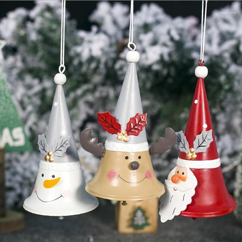

Christmas Decorations 1PCS Iron Painted Horn Bell Pendant Tree Decoration Santa Deer Year Xmas Decor For Home