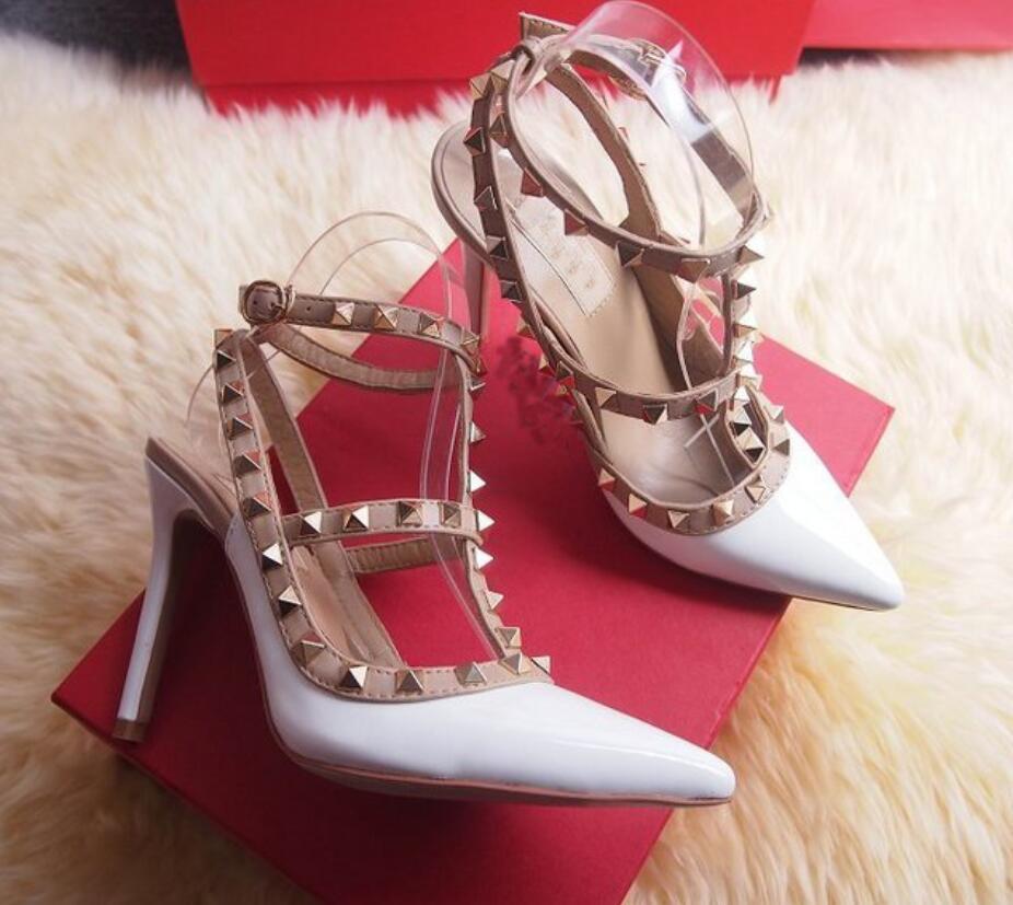 

Designer Women Heels Party Fashion Rivets Girls Sexy Pointed Shoes Dance Shoes Wedding Shoes Double Straps Sandals, Deposit