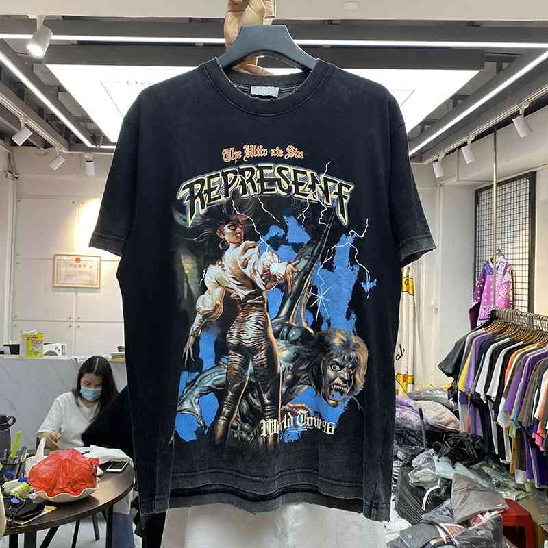 

Men's T-Shirts 2021ss represent ozzy osbourne female gray vintage male T-shirt top