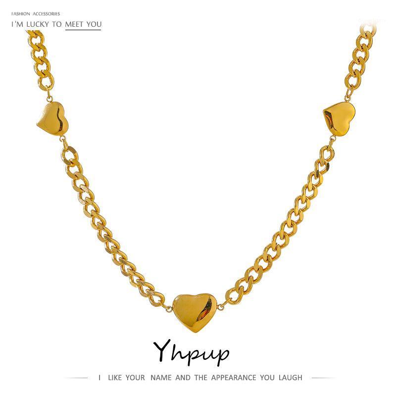 

Yhpup Romantic Heart Pendant Chains Necklaces Stainless Steel Waterproof Gold Collar Necklace Collane Donna Statement Gift 2021