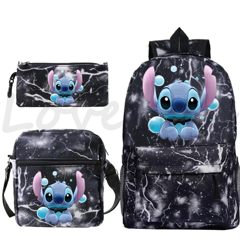 

Backpack 3 Pcs Set Stitch Prints Knapsack For Teenagers Girls Boy School Bags Travel Rucksack Laptop Backpacks Bookbags Mochila, 30