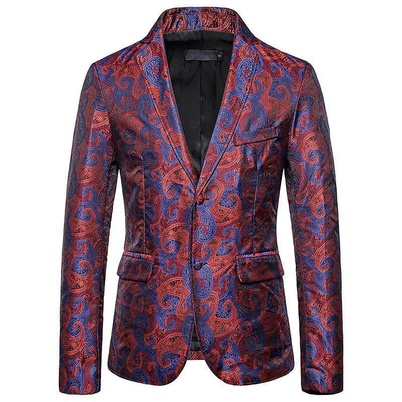

Men' Suits & Blazers Luxury Paisley Blazer Men Slim Fit Lapel Masculino Party Wedding Prom Suit Jacket Stage DJ Singer Clothes, Black