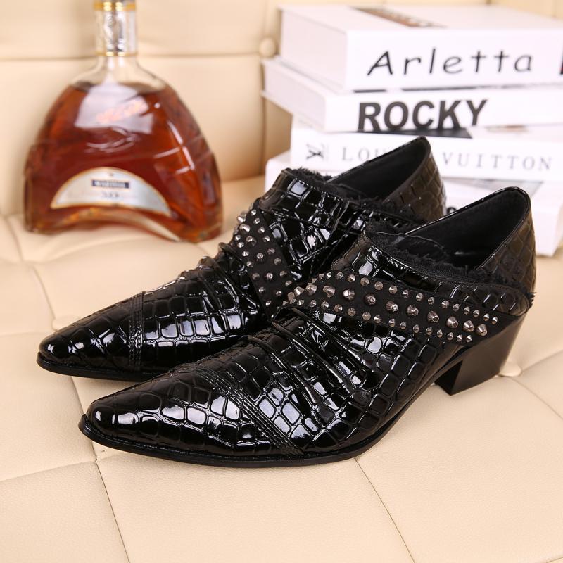 

mens Dress shoes Shoes Italian high- zapatos hombre men toe black pointed suit wedding dress brands oxford patent leather KFER, 1# shoe box