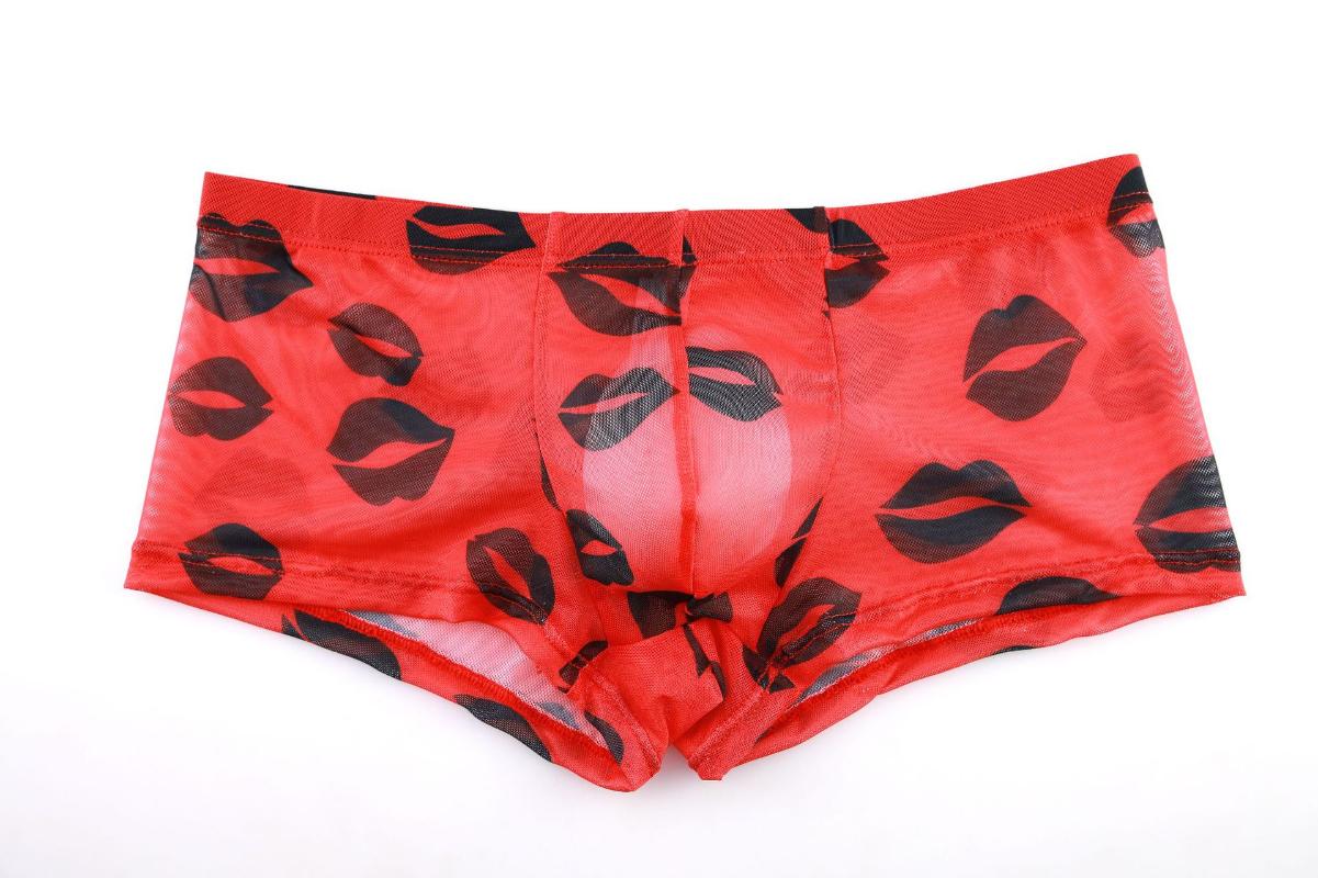 

Underpants 2021 Selling Men's Underwear Mesh Soft Printing Sexy Comfortable Breathable Low-Waist High-Quality Male Gay Boxer Shorts, Black;white