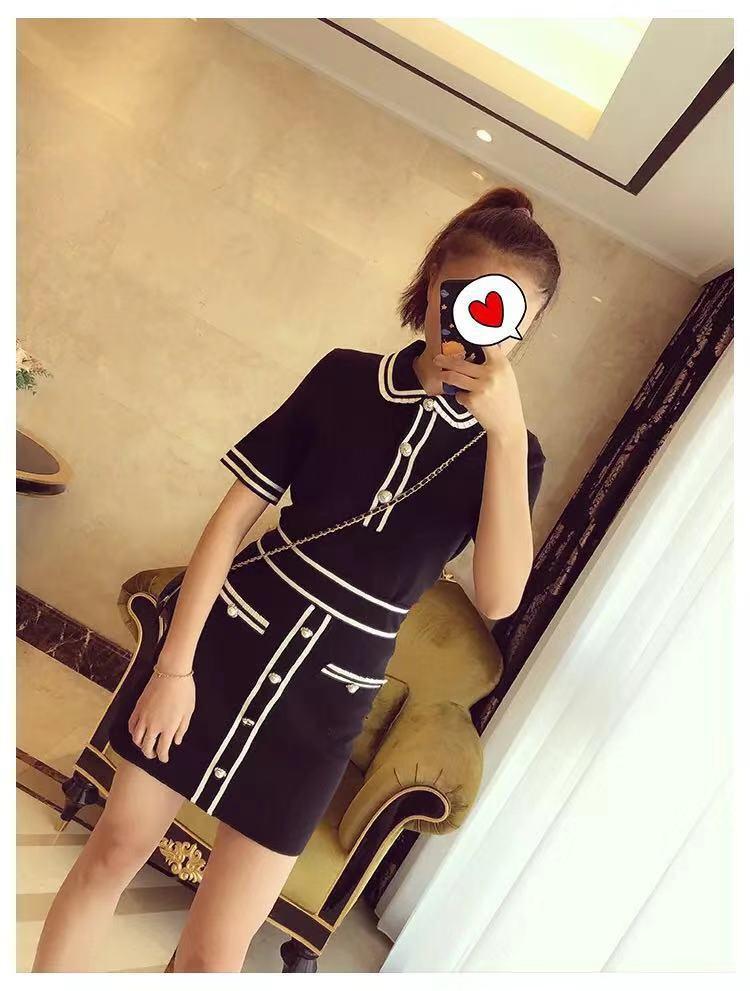 

Skirts Women Skirt 2021 Autumn / Winter Patchwork School Slim Striped Pearl Button Casual Knit Mini, Black
