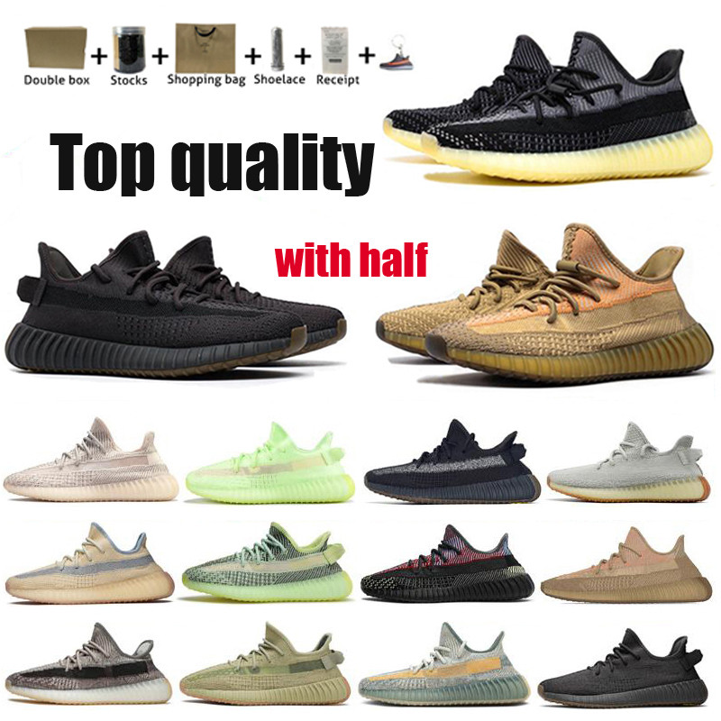 

Adidas Kanye West Top Quality Yeezy Boost 350 V2 Men Women Running Shoes ABEZ Asriel Israfil Tail Light Cinder Reflective Black Static Sport sneaker Size 36-48, Socks