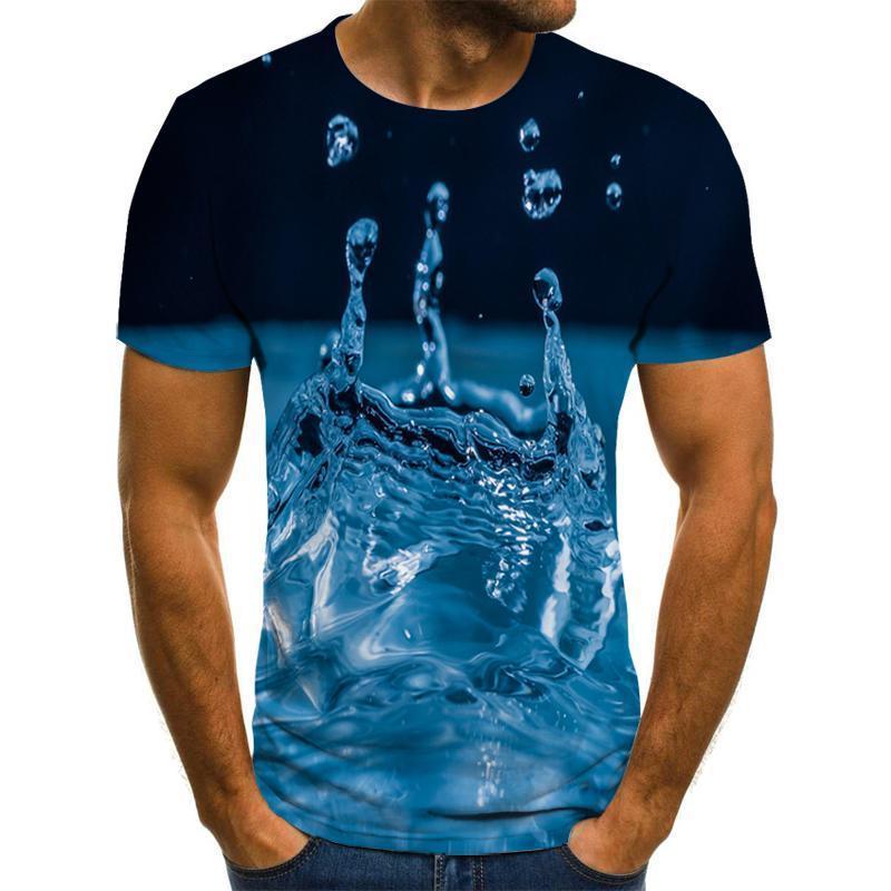 

Men's T-Shirts Summer T-shirt 3D Short-sleeved Novelty Water Pattern O-neck Top Fun Printed Drop Streetwear, Tt203-